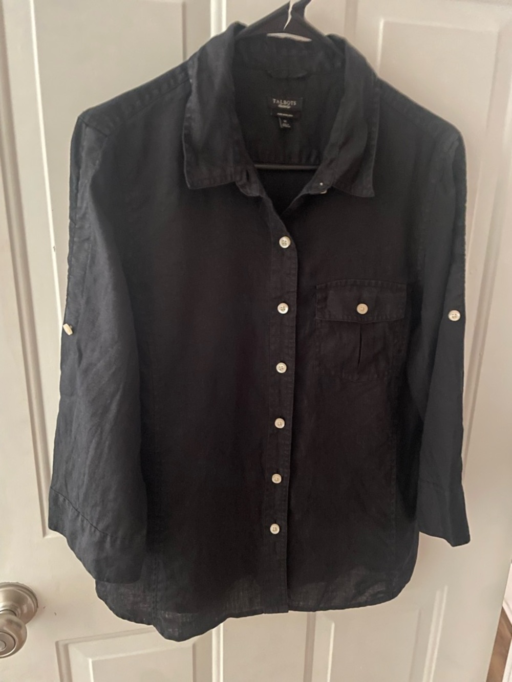 Talbots Black Button-Up Linen Shirt